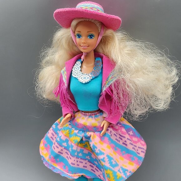 Vintage 1989 Barbie Western Fun Doll Mattel Blonde Pink Outfit No Original Boots - Picture 5 of 12